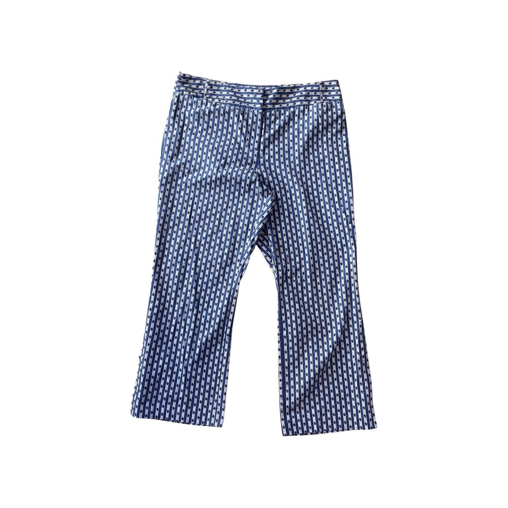 Ann Taylor LOFT Blue White Star Stripe Flare Cropped Pants Size‎ 12